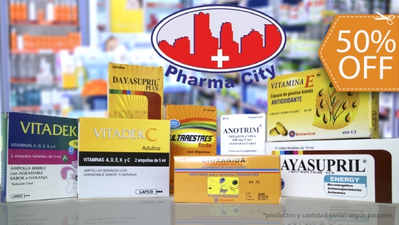 [Imagen:¡Paga $29 en lugar de $57.71 por Paquete Saludable de Medicamentos a Elección entre: Paquete para Niños o Paquete Anti-estrés o Paquete para Salud Femenina en Pharma City!]