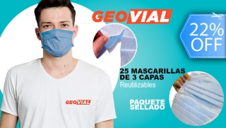 25 Mascarillas Reutilizables con Ajuste Ergonómico y 3 Capas de Protección ¡A Domicilio!