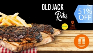 ¡Menú para 2 o Más! 2 Libras de Costillas Old Jack + Papas Fritas + Bebidas + Postres 