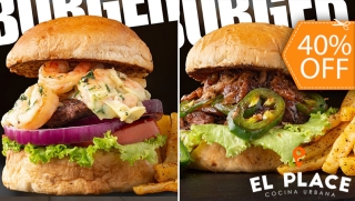 [Image: 2 Hamburguesas + 2 Papas + 1 Entrada de Nachos + 2 Bebidas con Refillm]