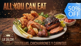 [Image: All You Can Eat de Exquisitas Delicias: Chicharrones, Carnitas, Costillas, Tacos, Postres y Másm]