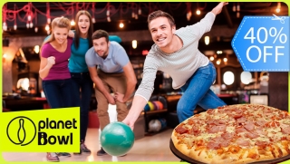 [Image: 1 Hora de Boliche Hasta Para 5 Personas + Pizza Mediana de Queso o Jamónm]