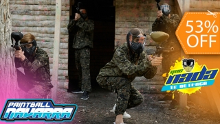 [Image: ¡Diversión para 4! 500 Paintballs + 4 Fusil Táctico TMC o Tippmann Bravo One + 4 Máscaras + 4 Chalecosm]