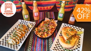 [Image: ¡Platillos Mexicanos Para 2! Escoge entre: A) Burrito XL + Torta, B) 2 Tortas  o C) 2 Burritos XL + Entradam]