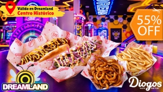 [Image: ¡Dreamland Llega al Centro Histórico! 2 Hot Dogs + 2 Papas + 2 Sodas + $30 de Saldo para Jugarm]