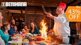 [Image: Experiencia Teppanyaki para 4  en Benihana + 4 Porciones de Arroz Frito + 4 Sopas + 4 Ensaladasm]