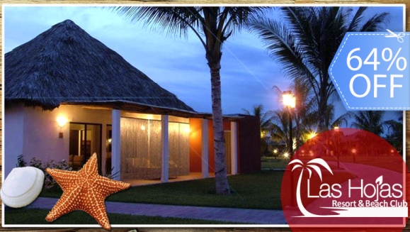 [Imagen:¡Paga Q399 en vez de Q1,119 por Estadía de 1 Noche Hasta para 4 Personas en Bungalow Junior en el Exclusivo Las Hojas Resort Beach and Club en la Costa de El Sol, El Salvador!]