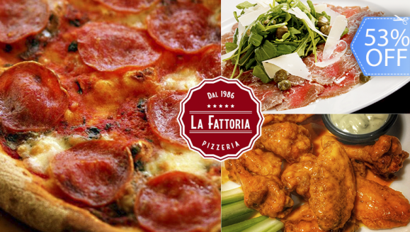 [Image: ¡Paga Q99 en lugar de Q210 por 1 Pizza Grande New York Style + 1 Entrada a Elección entre Carpaccio de Res o 20 Alitas!m]