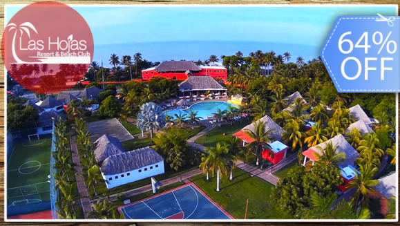 [Imagen:¡Paga Q399 en vez de Q1,119 por Estadía de 1 Noche Hasta para 4 Personas en Bungalow Junior en el Exclusivo Las Hojas Resort Beach and Club en la Costa del Sol, El Salvador!]