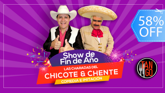 [Image: ¡Paga Q225 en lugar de Q535 por 2 Entradas para el Show de Fin de Año de Las Charadas del Chicote y Chente + Parrillada Chapina: 6 Oz. de Lomito, 6 Oz. Puyazo, 6 Oz. de Chorizo, 6 Oz. de Adobado, Guacamol, Papas Asadas y Cebollín!m]