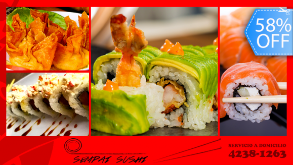 [Image: ¡Paga Q199 en lugar de Q475 por Combo Mundialista de Sushi a Domicilio para 4 que Incluye: 4 Rollos de Sushi de Especialidad (Salmón y Camarón) + Orden Gigante de Wonton + 4 Bebidas!m]