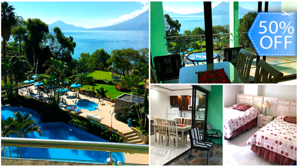 [Image: ¡Paga Q1,499 en lugar de Q3,000 por 1 Noche Hasta para 6 Personas en Apartamento Exclusivo a Orillas del Lago Atitlán Totalmente Equipado + Uso de Piscina, Jacuzzi y Acceso a la Playa en Torres de la Riviera!m]