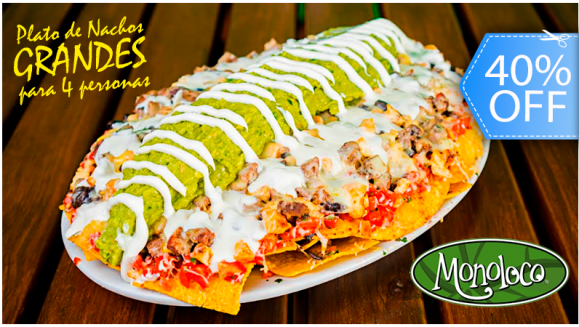 [Image: ¡Paga Q125 en lugar de Q210 por 1 Plato de los Mundialmente Famosos “Nachos Monoloco” para 4 Personas: Vegetarianos, Pollo, Lomito o Mixtos + 1 Orden Grande de Papas Fritas! ¡VÁLIDO PARA FINES DE SEMANA!m]