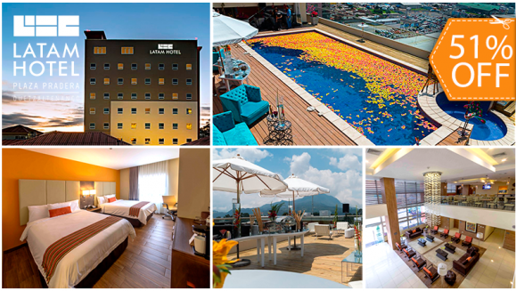 [Image: ¡Paga $99 en Lugar $200 por Estadía para 2 Adultos y 2 Niños en Habitación Doble + Desayuno Buffet + Acceso al Roof Top con Piscina Climatizada, Jacuzzi, Sauna Seco y Gimnasio!m]