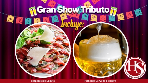 [Image: ¡Paga Q130 en lugar de Q345 por 4 Entradas para Disfrutar de los Shows Musicales con Tributo a Vicente Fernández, Ana Gabriel, Ricardo Arjona o El Buki + 1 Pichel de Cerveza de Barril + 1 Carpaccio de Lomito para Compartir!m]