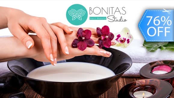 [Image: ¡Paga Q49 en lugar de Q200 por Manicure Spa de Leche y Miel + Esmalte Permanente GELISH + Decoración en 2 Uñas con Glitter o Sello!m]