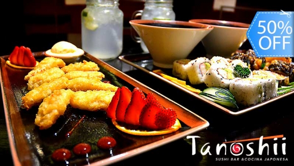 [Image: ¡Paga Q189.50 en lugar de Q379 por Menú Japonés para 2 que Incluye: 2 Sopas Miso + 2 Rollos de Sushi de Especialidad a Elección entre California o Acatenango + 1 Yakisoba de Pollo + 1 Banana Tempura con Helado de Vainilla + 2 Bebidas Naturales!m]