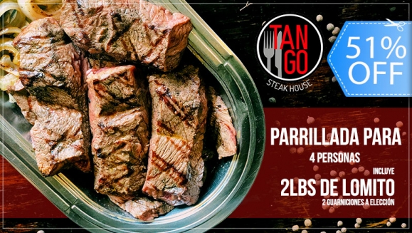 [Image: ¡Paga Q235 en lugar de Q484 por Parrillada para 4 con: 2 Libras de Lomito Importado + 2 Guarniciones Grandes para Compartir a Elección entre Papa Horneada, Puré de Papa, Ensalada, Frijoles o Cebollines + Entrada de Chorizo + Postre!m]