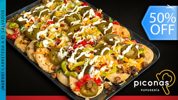 [Image: ¡Paga Q85 en lugar de Q170 por Orden de Piconachos: 20 Mini-Pupusas Servidas con Queso Rallado, Crema, Pico de Gallo y un Topping a Elección entre Chicharrones, Carnitas o Adobado + 2 Cervezas!m]
