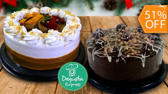 [Image: ¡Hasta La Puerta de Tu Casa u Oficina! ¡Paga $19 en Lugar de $38.75 por Pastel de Chocolate o de Caramelo con Frutas para 30 Personas con Entrega a Domicilio + 6 Cupcakes Decorados con Crema!m]