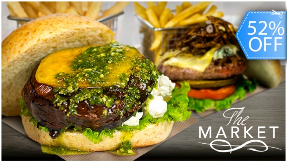 [Image: ¡Paga Q165 en lugar de Q346 por 2 Hamburguesas Premium de Carne de Res (10 Oz Cada Una) + Papas Fritas o Ensalada Verde + Plato de Nachos con Guacamol, Pico de Gallo y Crema Agria + 2 Mojitos o Bebidas Naturales!m]