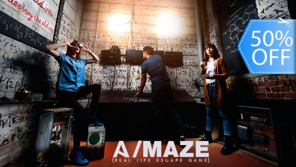 [Image: ¡Paga Q115 en lugar de Q230 por Pase para 2 Personas en los Juegos de Escape de A/Maze Miraflores y Pradera: Templo Perdido, Barco Pirata, Castillo Medieval, La Cárcel o Robo Al Banco!m]