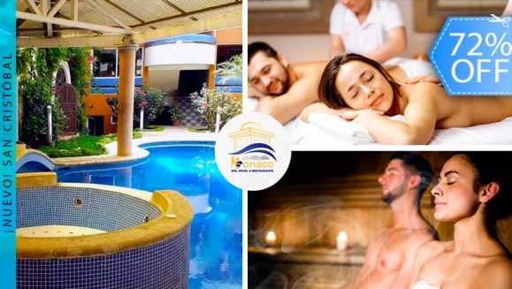 [Image: ¡Paga Q199 en lugar de Q720 por Estadía para 2 en Habitación Doble + Uso de Sauna o Temazcal + Masaje Relajante + Piscina Ilimitada + 2 Bebidas a Elección!m]