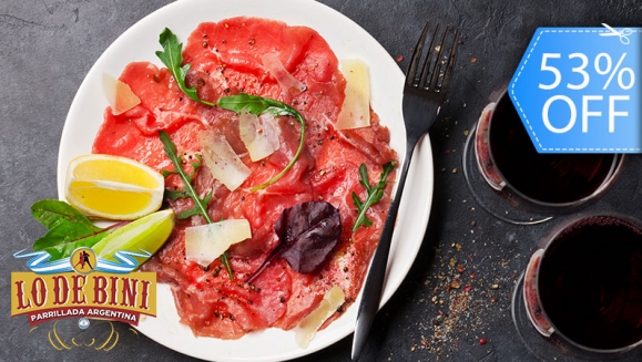 Image of 1 Carpaccio de Lomito + 2 Copas de Vino