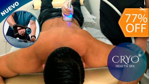 [Image: ¡Paga $20 en Lugar de $88 por Terapia para Relajar y Aliviar el Dolor de Espalda con: 1 Sesión de Cryo T-shock de relajación + 1 Sesión de Sauna Infrarrojo + 1 Sesión de Theragun!m]