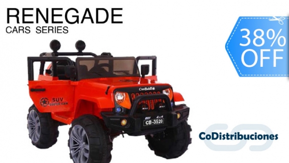 [Image: ¡Paga Q2,279 en lugar de Q3,700 por Carro Eléctrico Tipo SUV para Niño Marca CuteBabies Modelo RENEGADE de Color a Elección entre Rojo, Negro o Rosado!m]