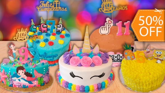 [Image: ¡Paga $32.50 en Lugar de $65 por Pastel Redondo de 40 Porciones con Relleno Premium a Elección + Decoración con Imagen Personalizada (No Comestible) + Número de Dulce + Cake Topper de Feliz Cumpleaños!m]
