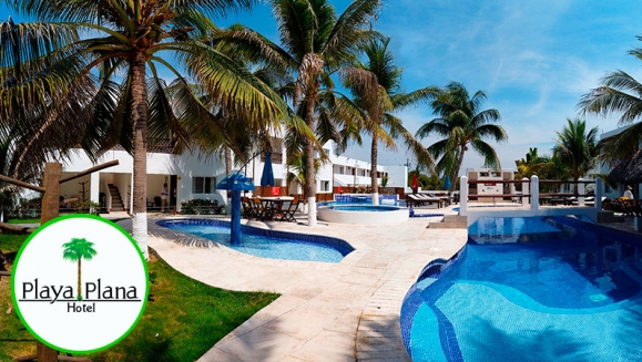 [Imagen:¡Paga Q870 en lugar de Q1,450 por Estadía de 1 Noche hasta para 4 Personas en Habitación Cuádruple en Playa Plana Hotel!]