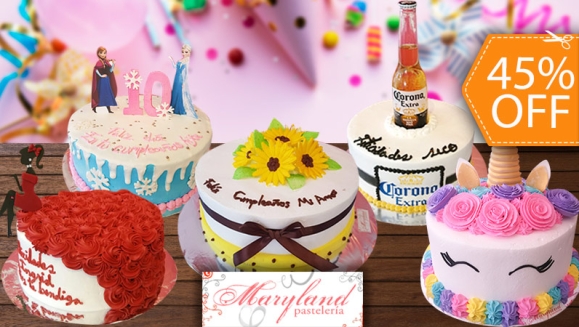 [Image: ¡Paga $27.50 en Lugar de $50 por Pastel de 20-25 Porciones con Relleno Premium y Decoración a Elección (Según Catálogo)!m]