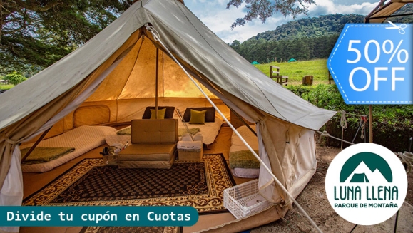 [Image: ¡Paga Q789 en Vez de Q1,575 por Glamping para hasta 4 con Snacks de Bienvenida + Daypass de Aventura: Senderos Ecológicos, Mirador, Rio, Puente Colgante, Fogata y Canchas + Actividad a Elección entre Cuatrimoto, Bicicletas, Picnic o Churrasquera!m]