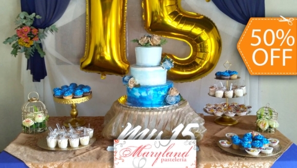 [Image: ¡Paga $130 en Lugar de $260 por Pastel de 100 Porciones con Relleno Premium + Mesa de Postres + Montaje Especial!m]