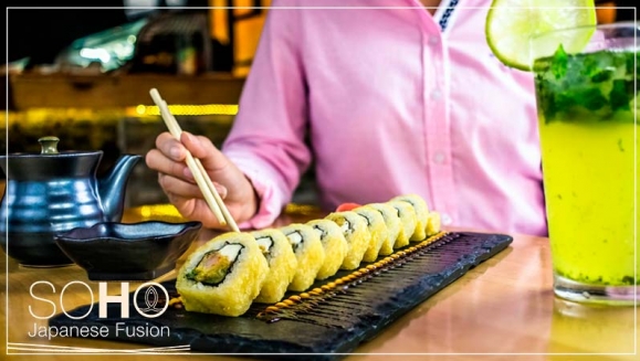 [Image: ¡Paga $14.99 en Lugar de $32.95 por Menú de Sushi para 2 con: 1 Dragon Roll + 1 Soho California + 1 Cordon Blue + 2 Limonadas Tradicionales o con Hierbabuena!m]