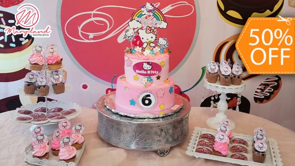 [Image: ¡Paga $95 en Lugar de $190 por Pastel de 2 Pisos de 50 Porciones con Relleno Premium + Mesa de Postres Personalizada + Topper Cake!m]