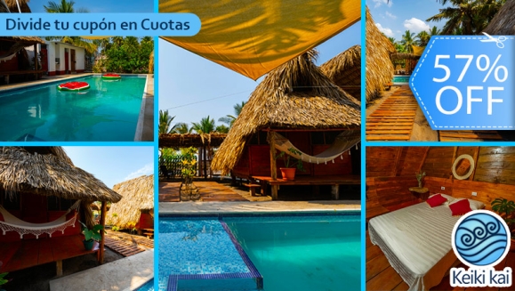 [Image: ¡Paga Q365 en Vez de Q850 por 1 Noche para 2 Personas en Cabaña Tipo Hawaii + Uso de Instalaciones: Tapetes de Playa, Piscina, Hamacas y Más!m]