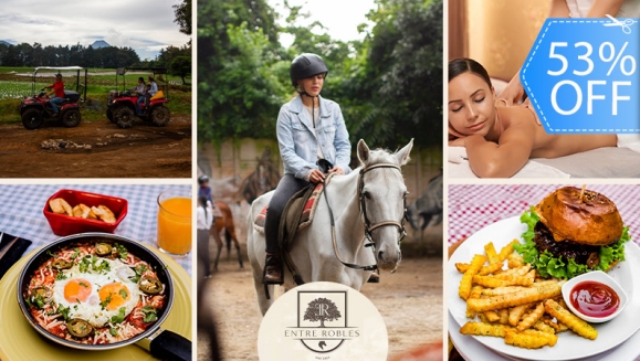 [Image: ¡Paga Q199 en Lugar de Q425 por Day Pass  Campestre que Incluye: Desayuno o Almuerzo a Elección + 1 Clase de Equitación + Tour en Cuatrimoto o Masaje Relajante!m]