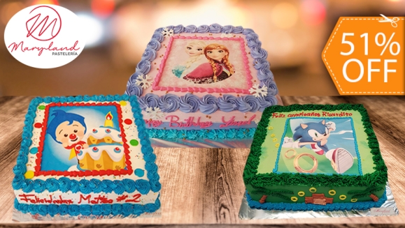 [Image: ¡Paga $49 en Lugar de $100 por Pastel Cuadrado de 60 Porciones con Relleno Premium a Elección + Decoración con Fotografía o Imagen Impresa en Papel Comestible de Arroz + Accesorios de Dulce!m]