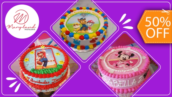 [Image: ¡Paga $32.50 en Lugar de $65 por Pastel Redondo de 40 Porciones con Relleno a Elección + Decoración con Imágenes Impresas en Papel de Arroz Comestible + Accesorios de Dulce!m]