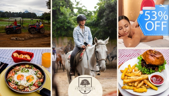 [Image: ¡Paga Q199 en Lugar de Q425 por Day Pass para 1 Persona que Incluye: Desayuno o Almuerzo a Elección + 1 Clase de Equitación + Tour en Cuatrimoto o Masaje Relajante!m]