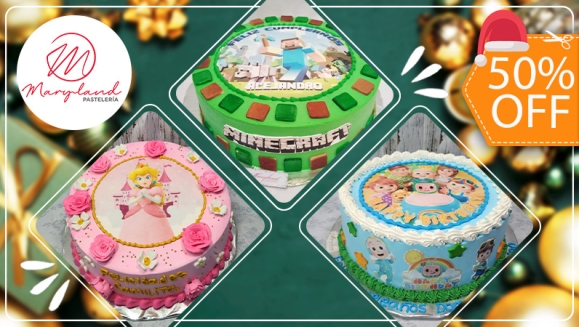 [Image: ¡Paga $32.50 en Lugar de $65 por Pastel Redondo de 40 Porciones con Relleno a Elección + Decoración con Imágenes Impresas en Papel de Arroz Comestible + Accesorios de Dulce!m]