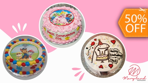 [Image: ¡Paga $32.50 en Lugar de $65 por Pastel Redondo de 40 Porciones con Relleno a Elección + Decoración con Imágenes Impresas en Papel de Arroz Comestible + Accesorios de Dulce!m]