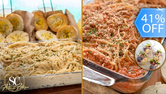 [Image: ¡Paga Q199 en Lugar de Q335.50 por Banquete para 4 o Más con: Pasta Alfredo o Bolognesa + Pichel de Bebida + 4 Postres de Copa de Helado con Mermelada y Más!m]