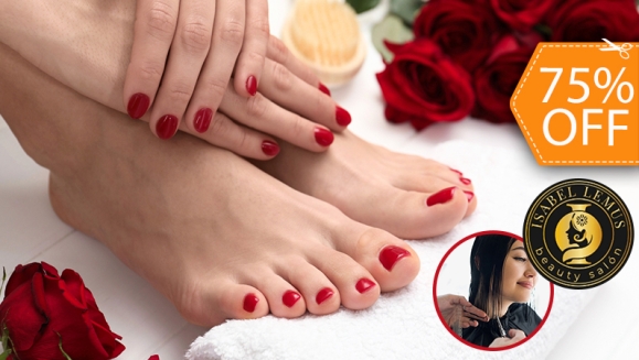 [Image: ¡Paga $10 en Lugar de $40 por Manicure y Pedicure Spa + Exfoliación en Manos y Pies + Esmaltado Semipermanente OPI + Corte de Cabello con Estilo o Puntas!m]