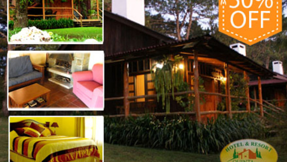 [Image: ¡Paga Q435 en lugar de Q872 por Paquete Romántico que incluye: Estadía de una noche para 2 personas en cabaña equipada con Sala, Chimenea y más + 2 Desayunos + Botella de vino e impuestos en Hotel Quinta del Sol!m]