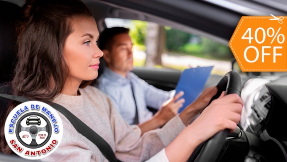 [Image: ¡Paga $96 en Lugar de $160 por 10 Clases Prácticas de Manejo en Carro Sedan Estándar o Motocicleta + 6 Clases Teóricas + 1 Clase de Mecánica Básica + 30% de Descuento en Trámite de Licencia en Escuela de Manejo San Antonio!m]