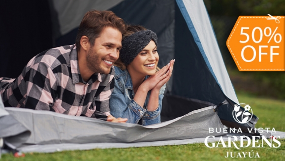 [Image: ¡Paga $35 en Lugar de $70 por Camping al Aire Libre para 2 que Incluye: 2 Entradas al Ecoparque + 1 Tienda de Campaña + 2 Colchonetas + 2 Desayunos + Fogata y Más! ¡Solo 73 Disponibles!m]
