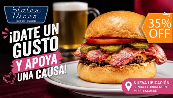 [Image: ¡Date un Gusto y Apoya una Causa! ¡Paga $14 en Lugar de $21.50 por 2 Classic Cheeseburgers: 1/3 Lb de Carne de Res con Tocino, Hongos o Jalapeños + 2 Acompañamientos a Elección: Papas Fritas, Aros de Cebolla, Pepinillos Fritos y Otros!m]